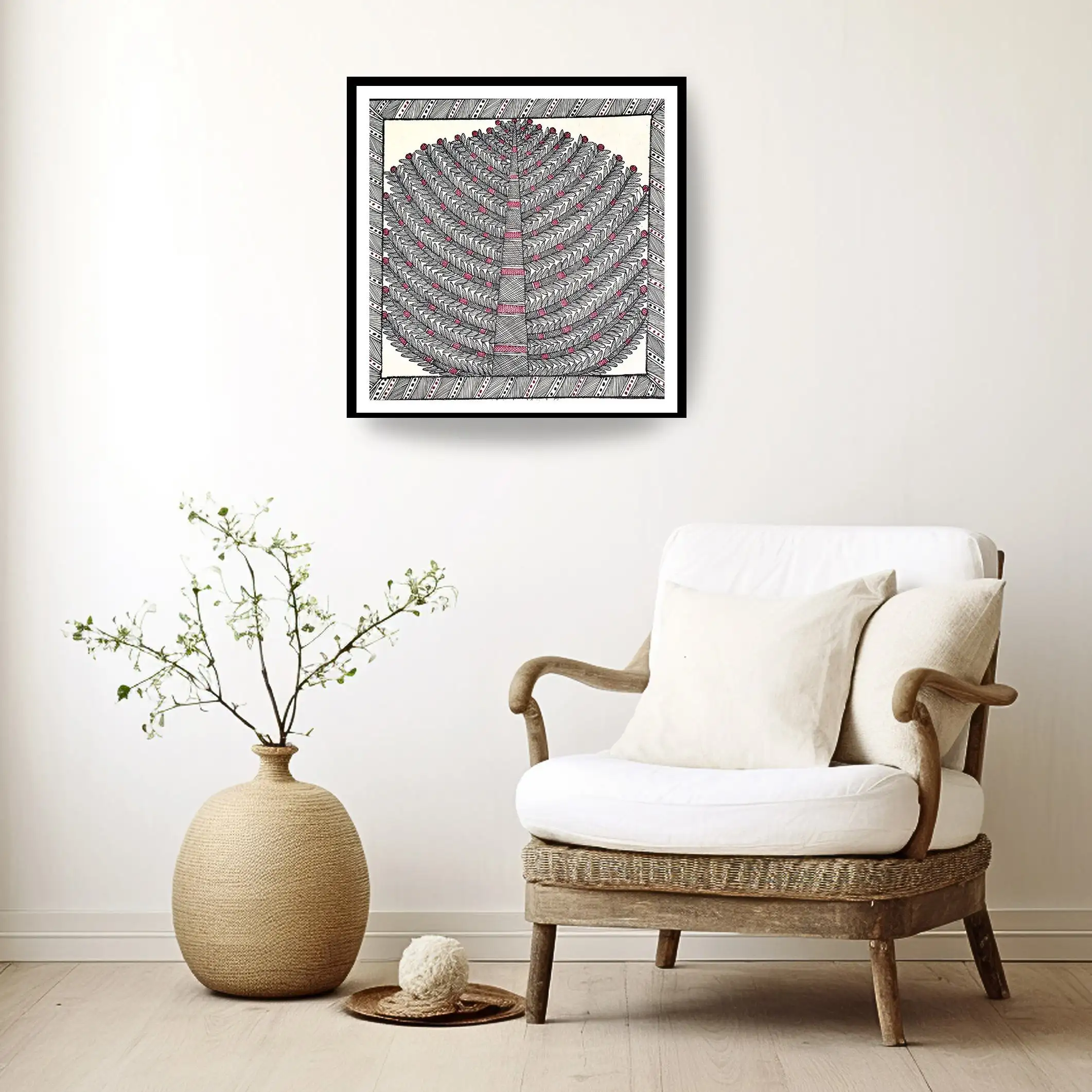 Handmade Madhubani Tree of Life Painting | Traditional Indian Folk Art